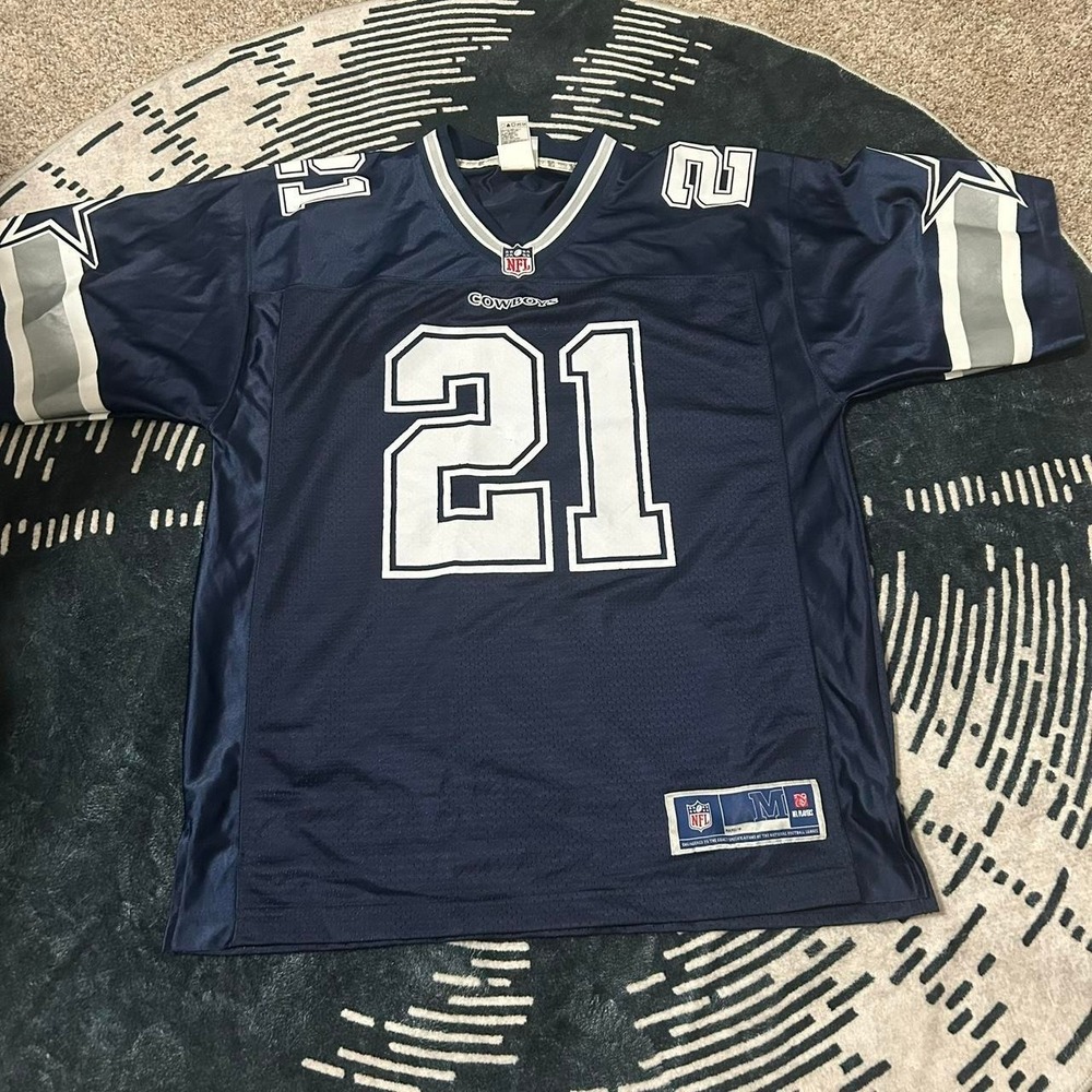 Authentic NFL Dallas Cowboys Ezekiel Elliott jersey in navy blue with number 21